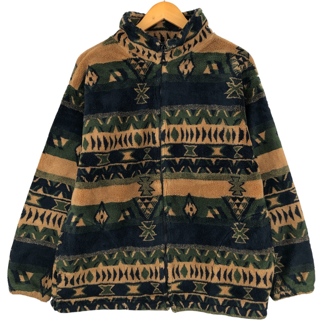 Vintage 90'S Black Mountain Native Pattern fleece jacket, made in the USA, size M. acrylic Green type dark green Vintage Second Hand