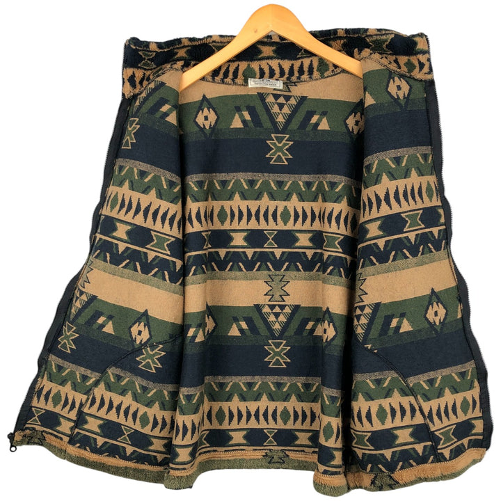 Vintage 90'S Black Mountain Native Pattern fleece jacket, made in the USA, size M. acrylic Green type dark green Vintage Second Hand