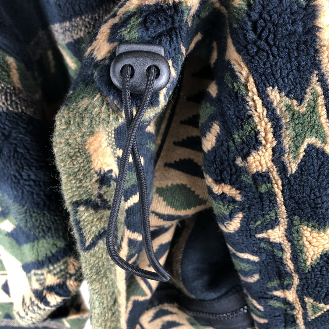 Vintage 90'S Black Mountain Native Pattern fleece jacket, made in the USA, size M. acrylic Green type dark green Vintage Second Hand