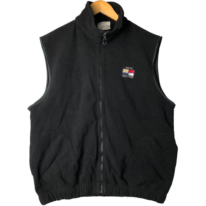 J.America Fleece Vest, Made in USA, Men's Size L polyester black type Vintage Second Hand