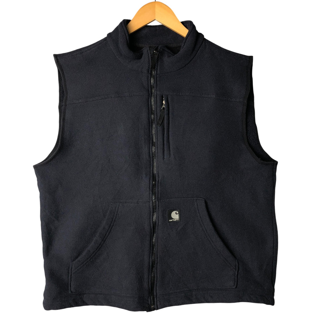 Carhartt fleece vest, men's size L polyester navy blue type Vintage Second Hand