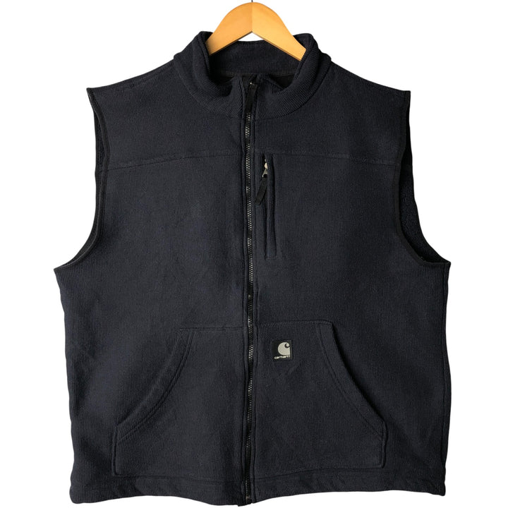 Carhartt fleece vest, men's size L polyester navy blue type Vintage Second Hand