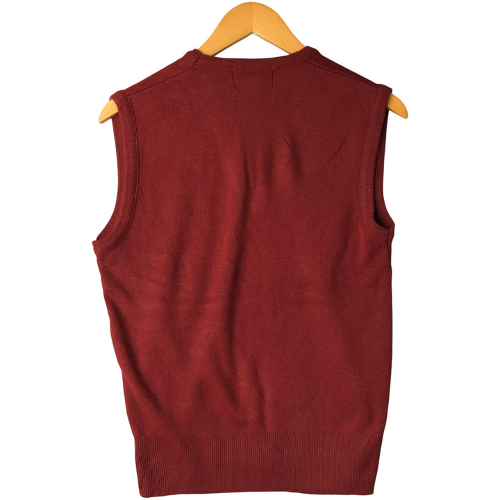 Vintage STEEPLECHASE V-neck acrylic knit vest, made in the USA, size M (men's size). acrylic red type reddish brown Vintage Second Hand