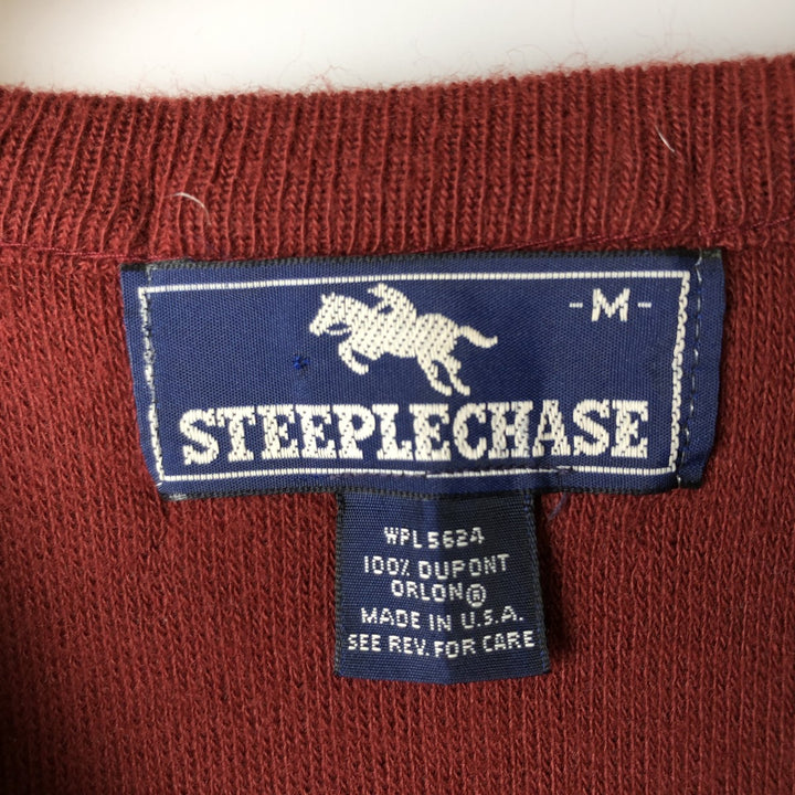 Vintage STEEPLECHASE V-neck acrylic knit vest, made in the USA, size M (men's size). acrylic red type reddish brown Vintage Second Hand