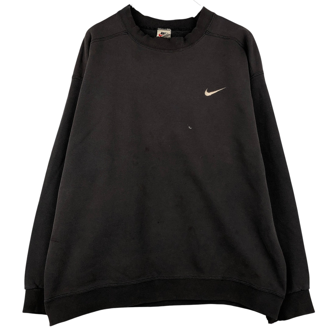 90'S Nike One Point Logo Sweatshirt Trainer Made in USA Men's L Size Vintage cotton black type Vintage Second Hand