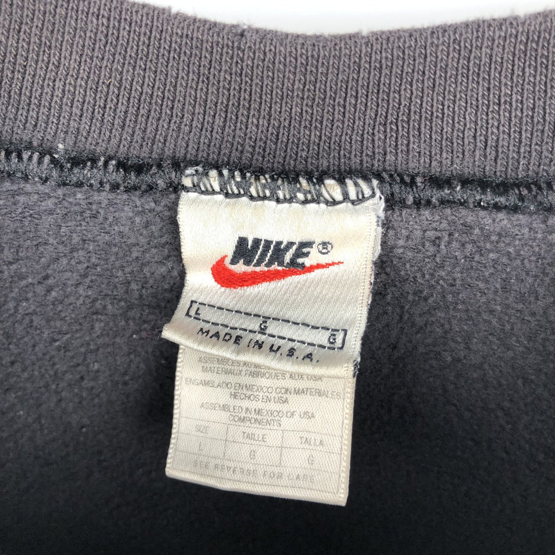 90'S Nike One Point Logo Sweatshirt Trainer Made in USA Men's L Size Vintage cotton black type Vintage Second Hand