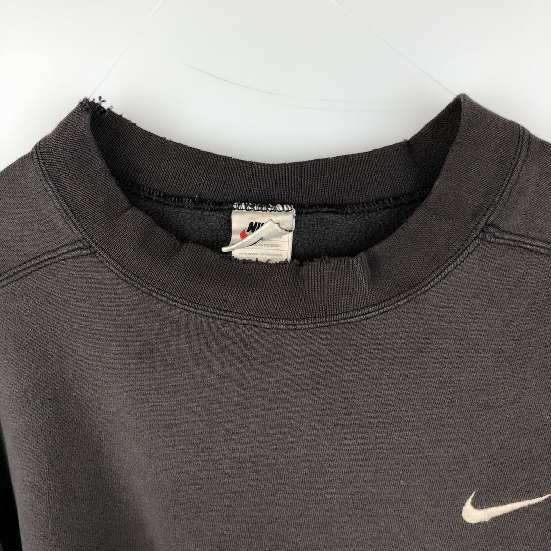 90'S Nike One Point Logo Sweatshirt Trainer Made in USA Men's L Size Vintage cotton black type Vintage Second Hand
