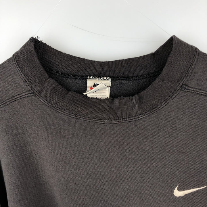 90'S Nike One Point Logo Sweatshirt Trainer Made in USA Men's L Size Vintage cotton black type Vintage Second Hand
