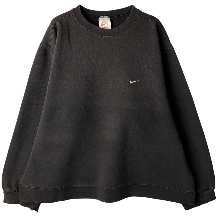 Vintage 90'S Nike One-Point Logo Sweatshirt, Made in USA, Men's XXL cotton Charcoal Vintage Second Hand