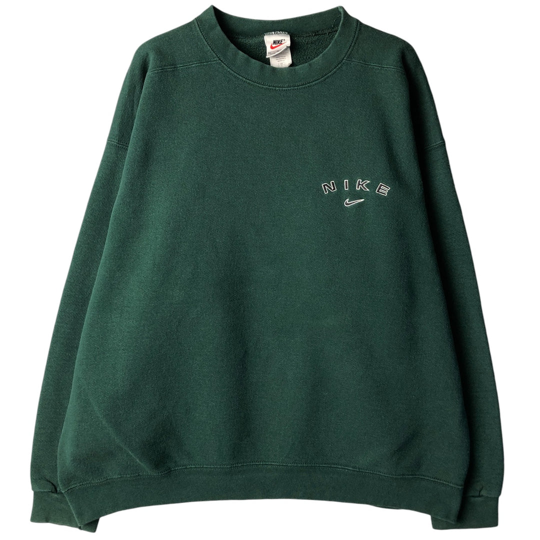 90'S Nike Logo Sweatshirt, Made in USA, Men's XL, Vintage cotton Green type dark green Vintage Second Hand
