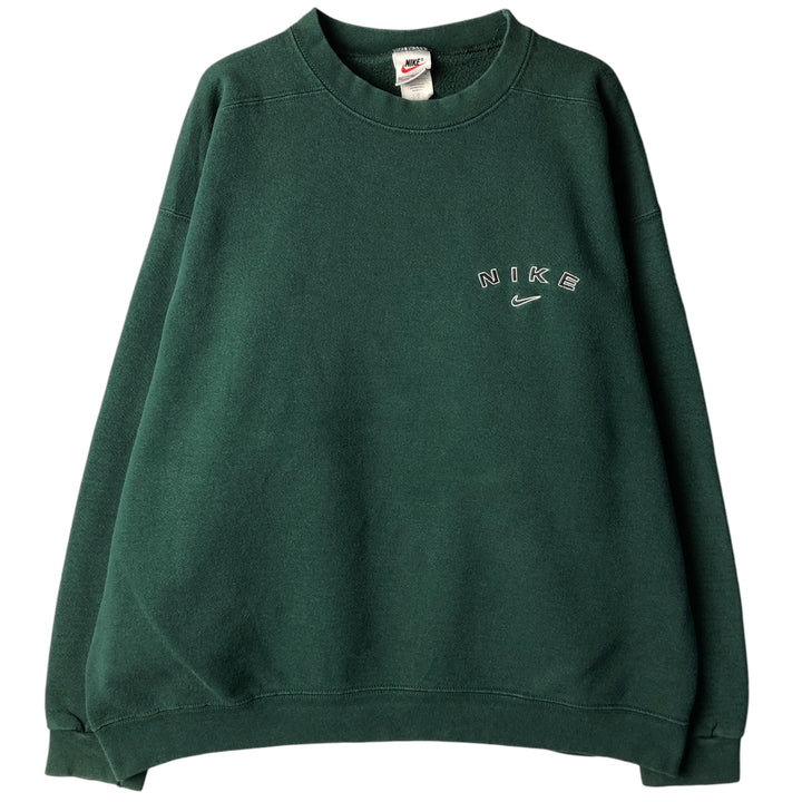 90'S Nike Logo Sweatshirt, Made in USA, Men's XL, Vintage cotton Green type dark green Vintage Second Hand