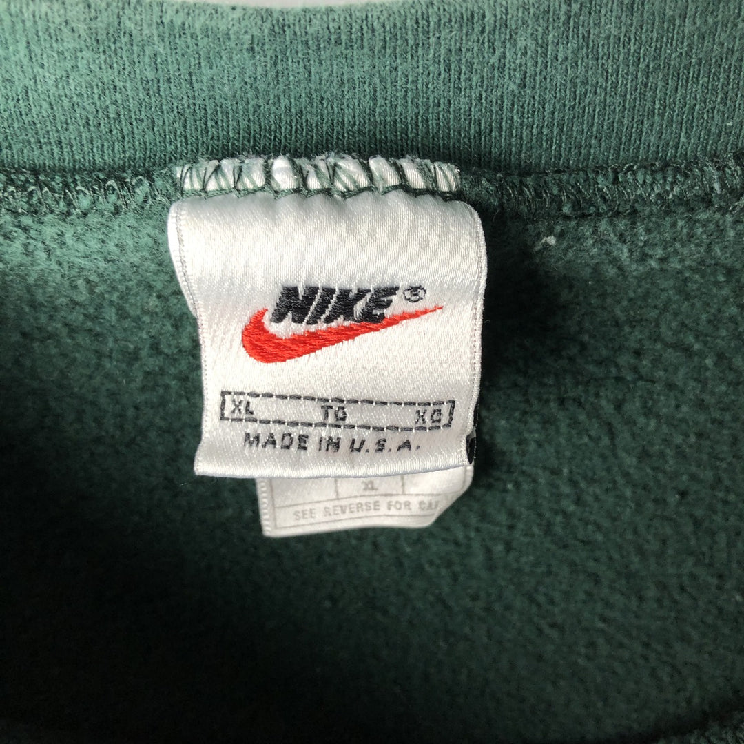 90'S Nike Logo Sweatshirt, Made in USA, Men's XL, Vintage cotton Green type dark green Vintage Second Hand