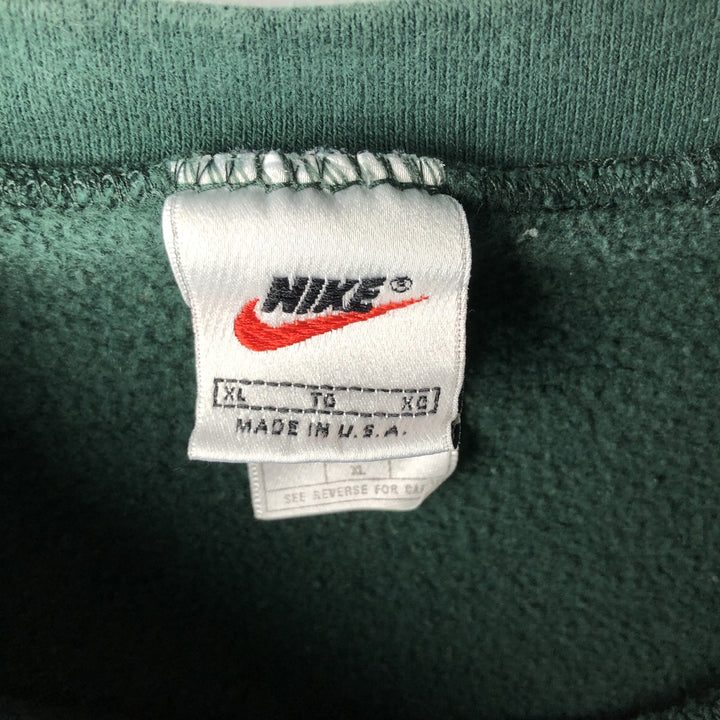 90'S Nike Logo Sweatshirt, Made in USA, Men's XL, Vintage cotton Green type dark green Vintage Second Hand