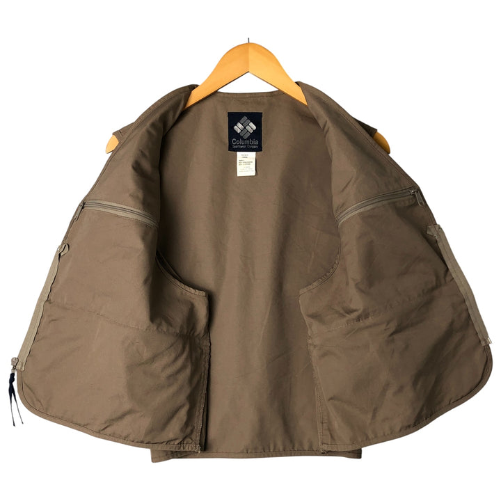 Vintage 1980'S Columbia Navy Blue Tag Fishing Vest, Men's Size L polyester beige type brown Vintage Second Hand
