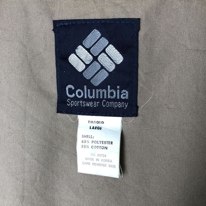 Vintage 1980'S Columbia Navy Blue Tag Fishing Vest, Men's Size L polyester beige type brown Vintage Second Hand