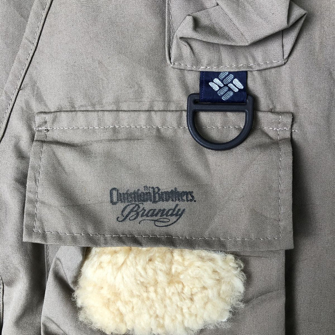 Vintage 1980'S Columbia Navy Blue Tag Fishing Vest, Men's Size L polyester beige type brown Vintage Second Hand