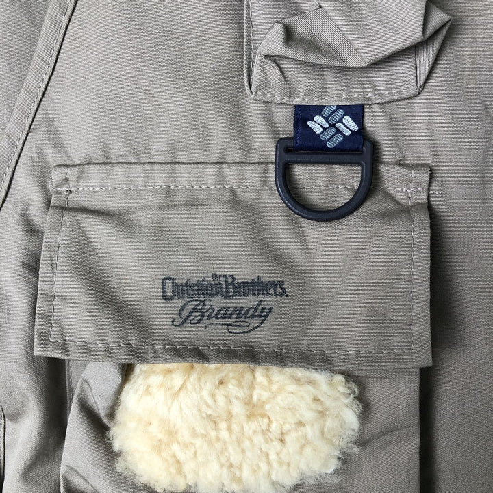 Vintage 1980'S Columbia Navy Blue Tag Fishing Vest, Men's Size L polyester beige type brown Vintage Second Hand