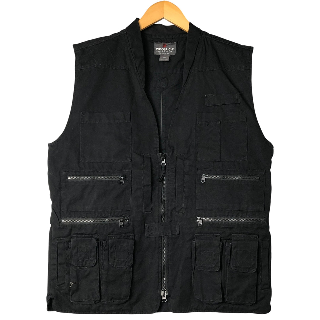 WOOLRICH ELITE SERIES TACTICAL Fishing Vest, Men's Size M cotton black type Vintage Second Hand