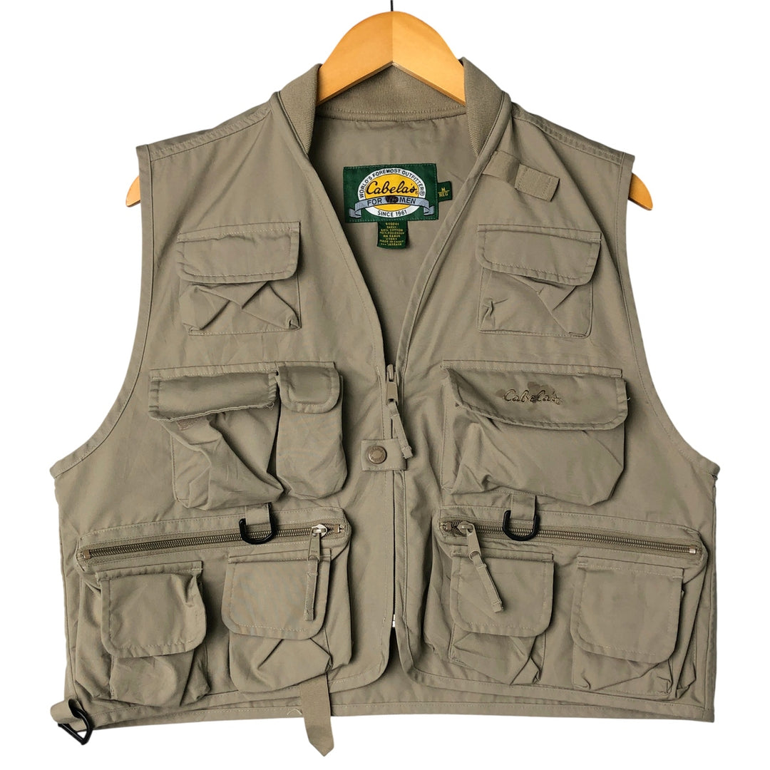 90s-00'S Vintage Cabela's Fishing Vest, Women's Size Medium cotton Beige type Vintage Second Hand