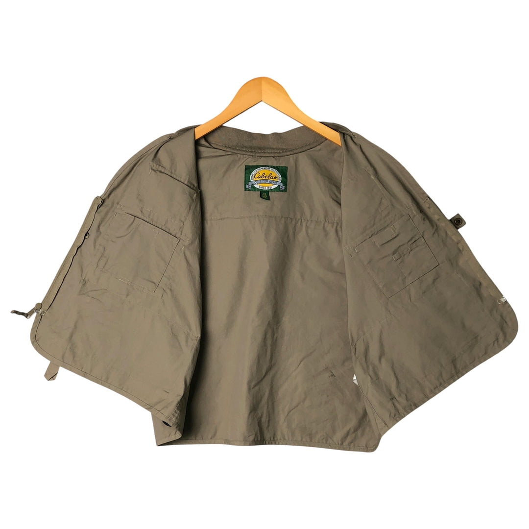 90s-00'S Vintage Cabela's Fishing Vest, Men's Size L polyester Khaki type sage green Vintage Second Hand