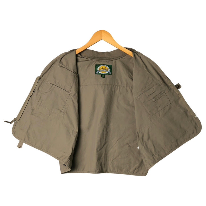 90s-00'S Vintage Cabela's Fishing Vest, Men's Size L polyester Khaki type sage green Vintage Second Hand