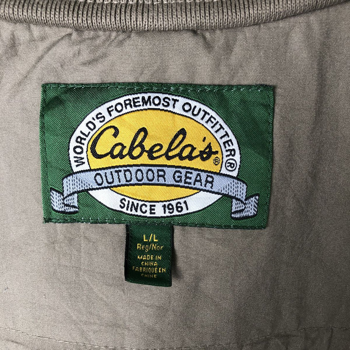 90s-00'S Vintage Cabela's Fishing Vest, Men's Size L polyester Khaki type sage green Vintage Second Hand