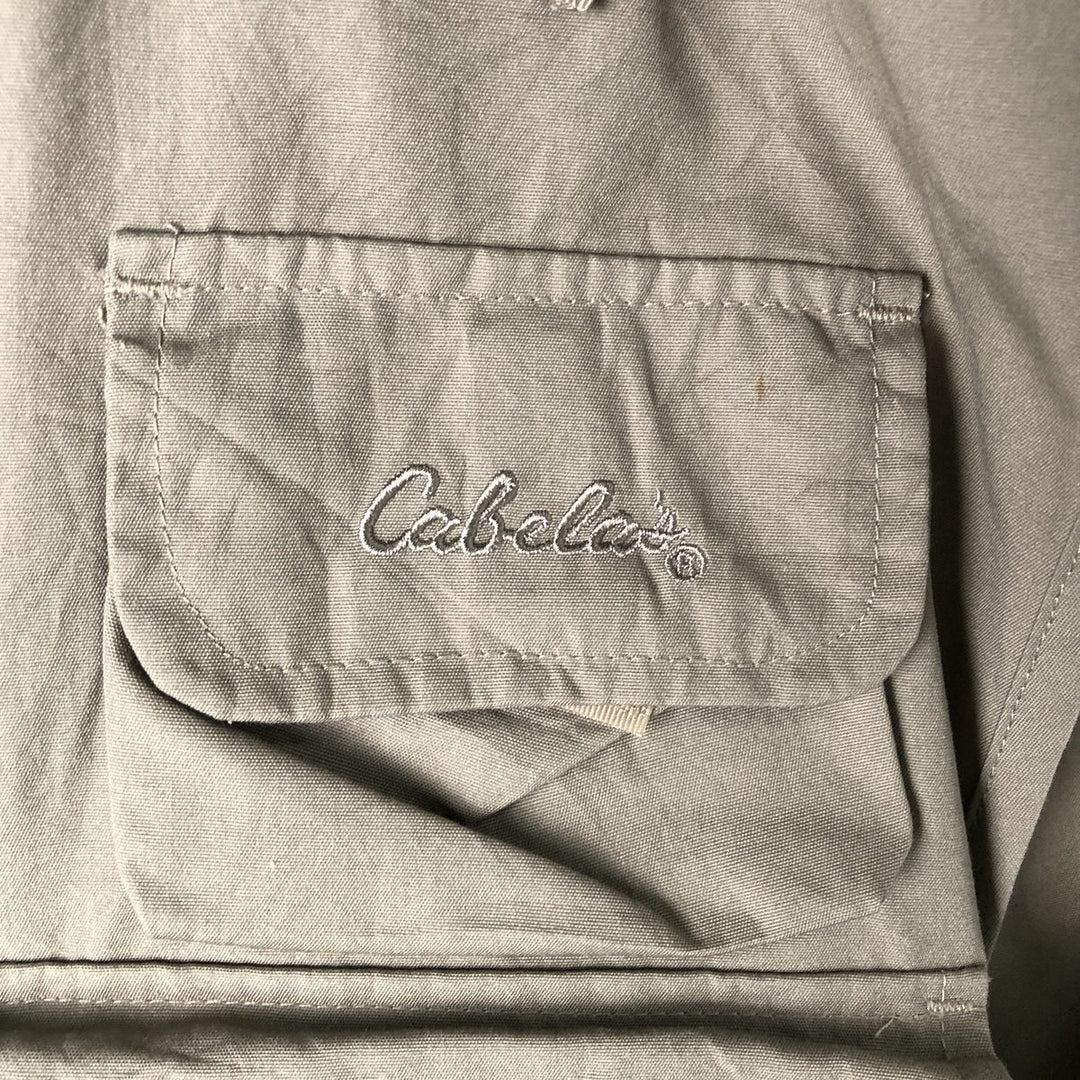 90s-00'S Vintage Cabela's Fishing Vest, Men's Size L polyester Khaki type sage green Vintage Second Hand