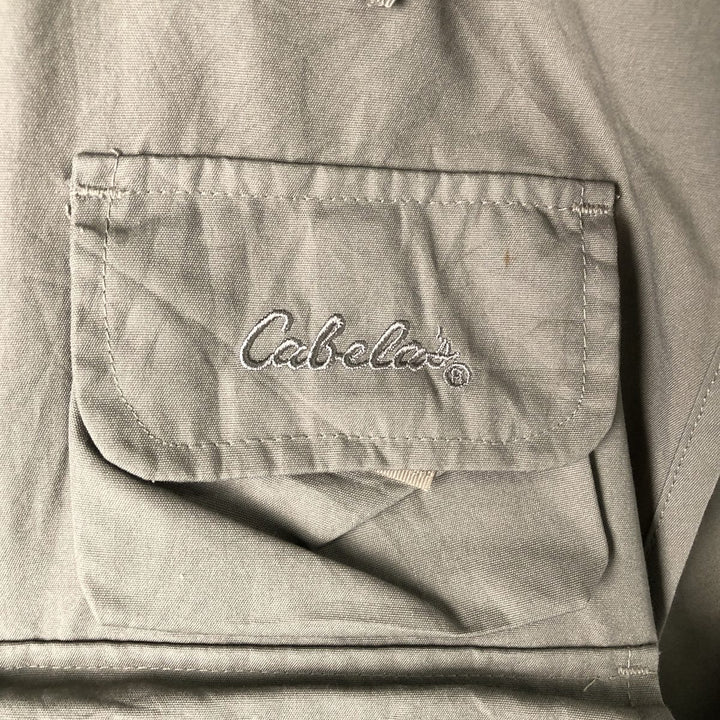 90s-00'S Vintage Cabela's Fishing Vest, Men's Size L polyester Khaki type sage green Vintage Second Hand