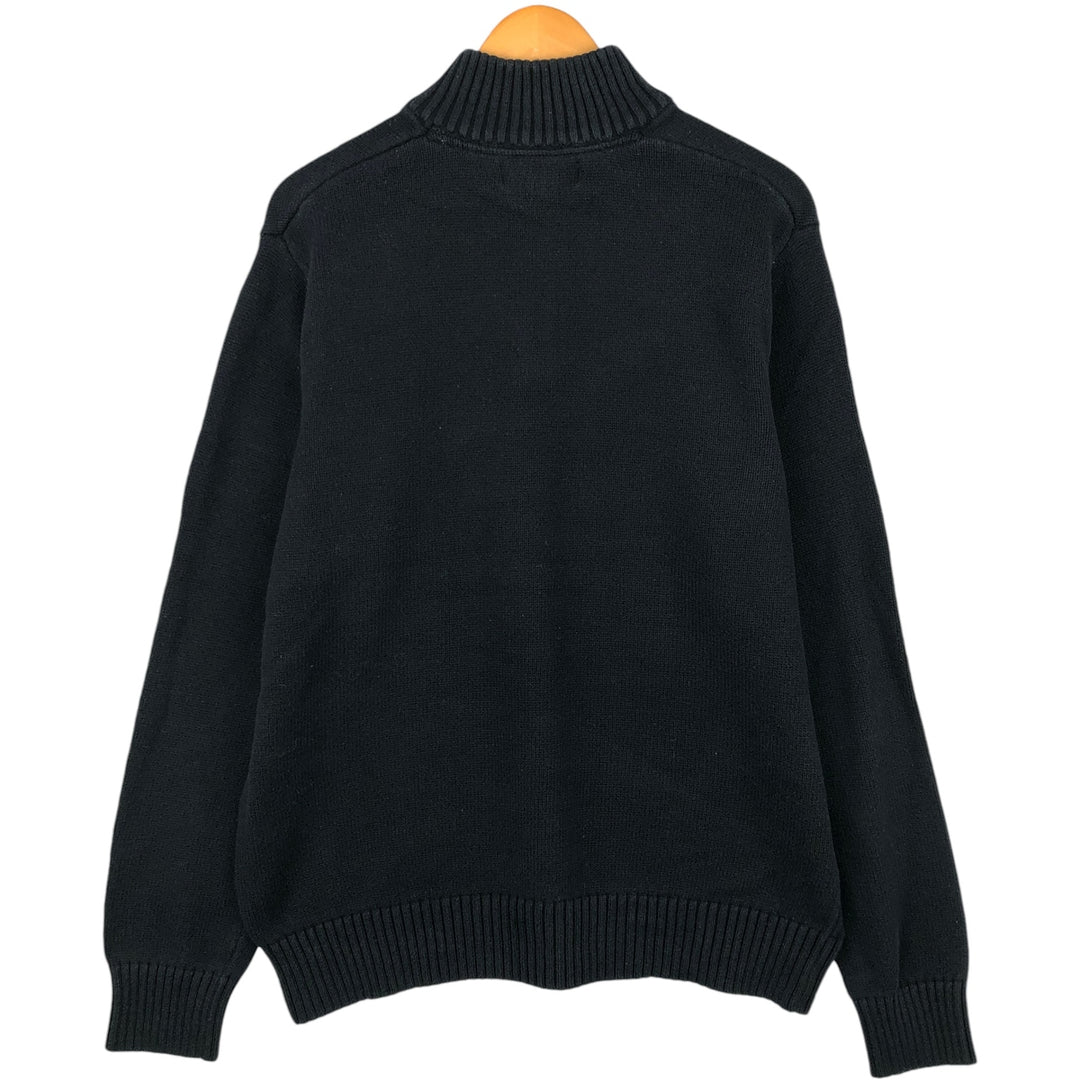 Eddie Bauer Cotton Knit Half-Zip Sweater, Men's Size L cotton black type Vintage Second Hand