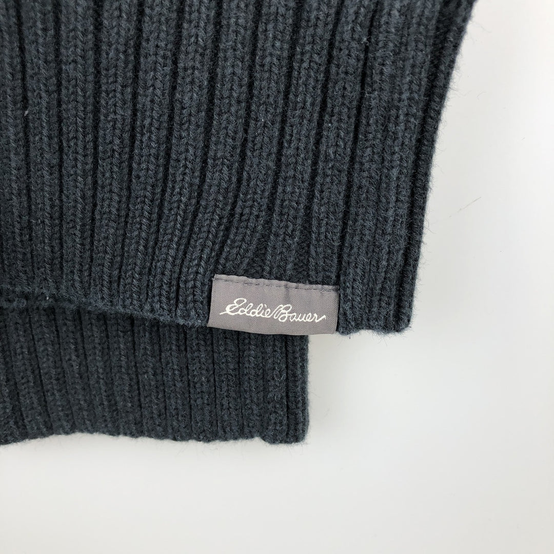 Eddie Bauer Cotton Knit Half-Zip Sweater, Men's Size L cotton black type Vintage Second Hand