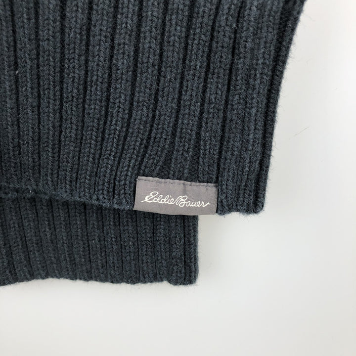 Eddie Bauer Cotton Knit Half-Zip Sweater, Men's Size L cotton black type Vintage Second Hand