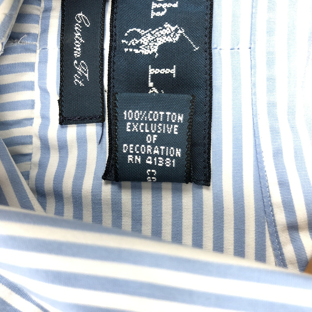 Ralph Lauren CUSTOM FIT long sleeve button down striped shirt men's size L cotton Blue type light blue Vintage Second Hand
