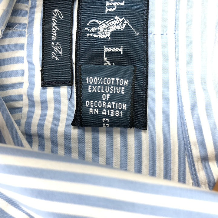 Ralph Lauren CUSTOM FIT long sleeve button down striped shirt men's size L cotton Blue type light blue Vintage Second Hand