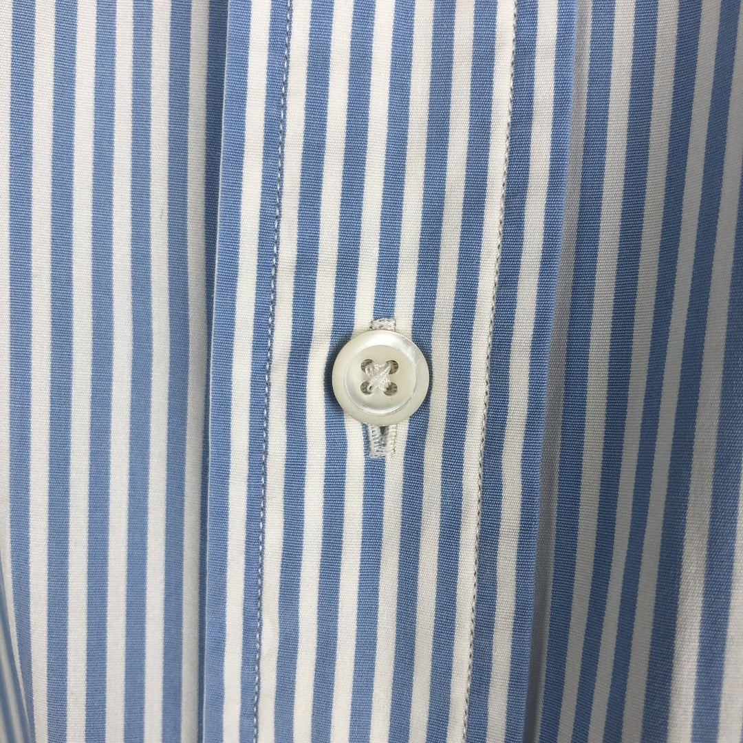 Ralph Lauren CUSTOM FIT long sleeve button down striped shirt men's size L cotton Blue type light blue Vintage Second Hand
