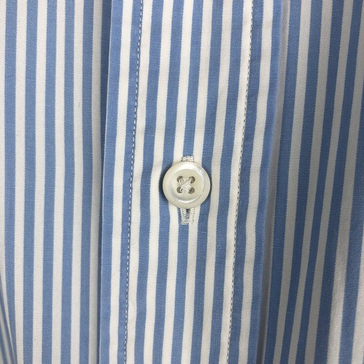 Ralph Lauren CUSTOM FIT long sleeve button down striped shirt men's size L cotton Blue type light blue Vintage Second Hand