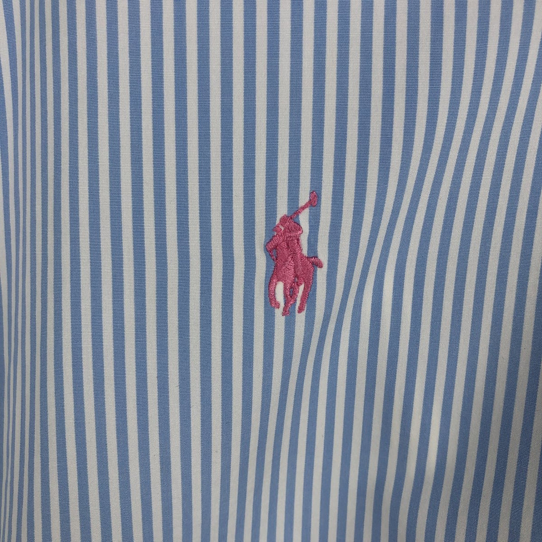 Ralph Lauren CUSTOM FIT long sleeve button down striped shirt men's size L cotton Blue type light blue Vintage Second Hand