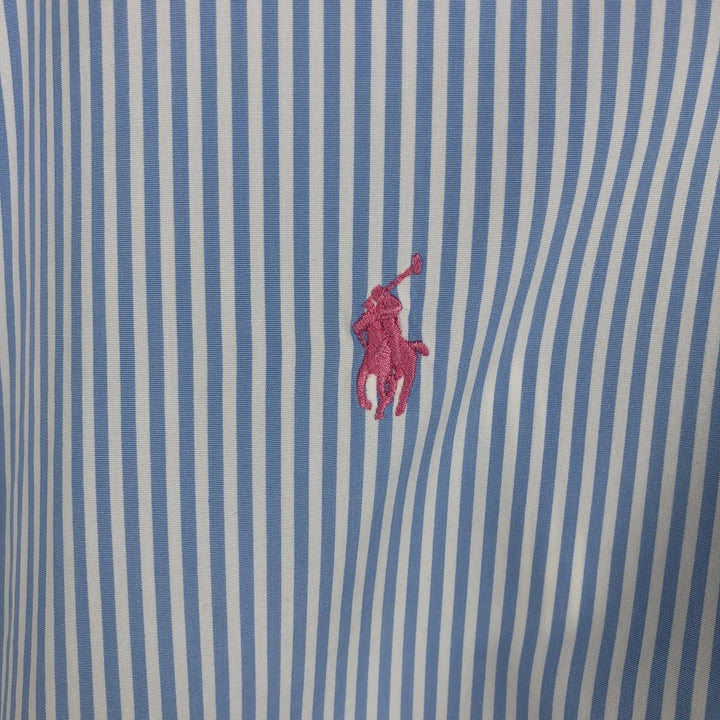 Ralph Lauren CUSTOM FIT long sleeve button down striped shirt men's size L cotton Blue type light blue Vintage Second Hand