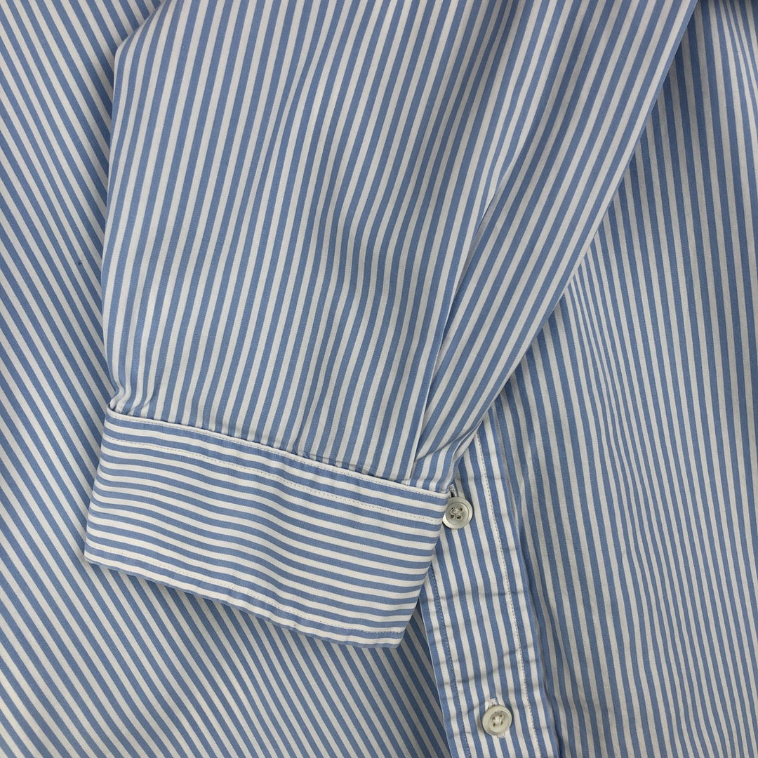 Ralph Lauren CUSTOM FIT long sleeve button down striped shirt men's size L cotton Blue type light blue Vintage Second Hand