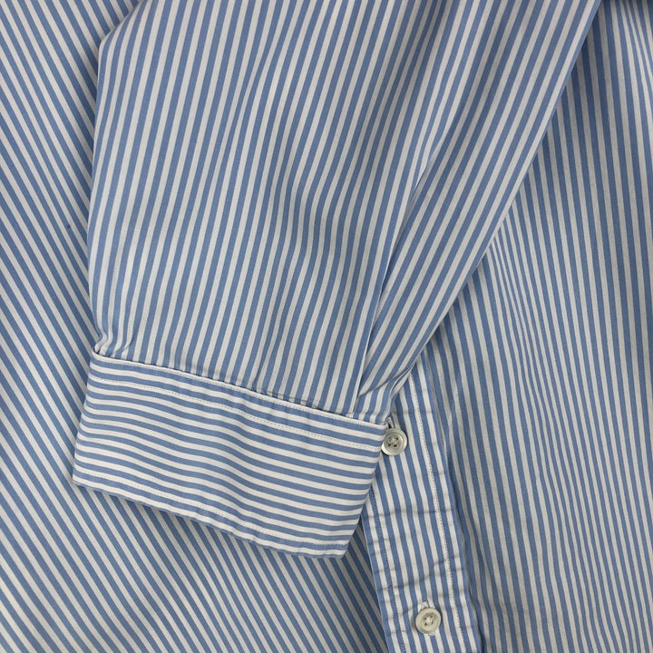 Ralph Lauren CUSTOM FIT long sleeve button down striped shirt men's size L cotton Blue type light blue Vintage Second Hand