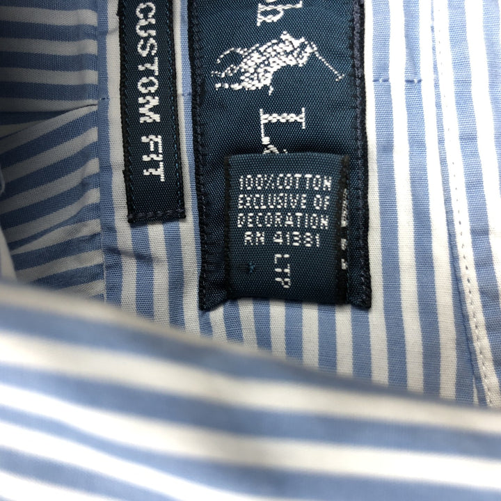 Ralph Lauren CUSTOM FIT long sleeve button down striped shirt men's size M cotton Blue type light blue Vintage Second Hand