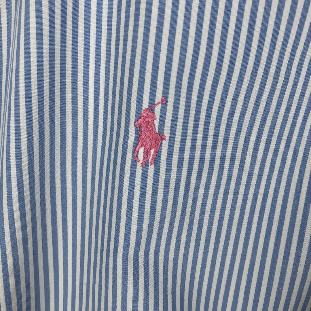 Ralph Lauren CUSTOM FIT long sleeve button down striped shirt men's size M cotton Blue type light blue Vintage Second Hand