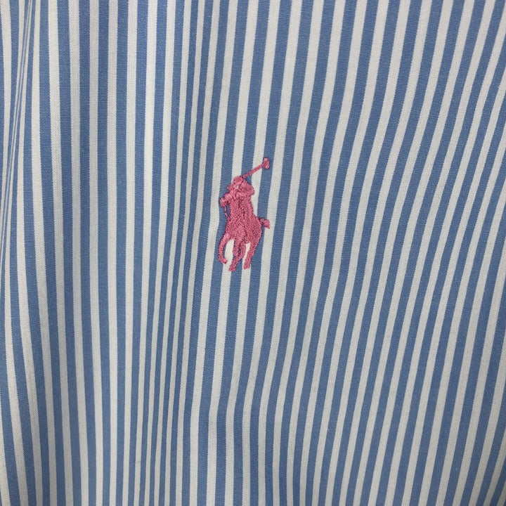 Ralph Lauren CUSTOM FIT long sleeve button down striped shirt men's size M cotton Blue type light blue Vintage Second Hand