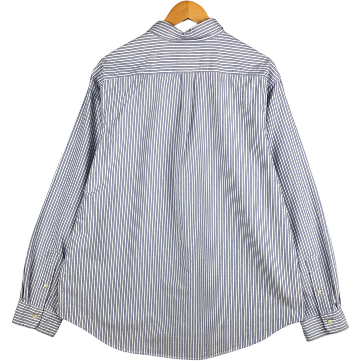 Ralph Lauren long-sleeved button-down striped shirt, men's XXL cotton Navy blue Vintage Second Hand