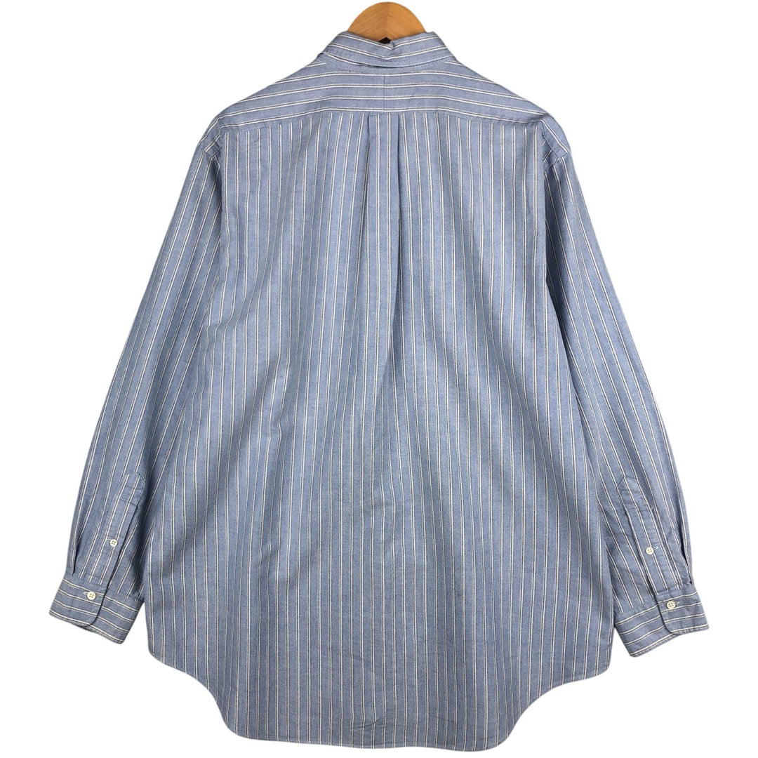 Ralph Lauren POLO by Ralph Lauren long-sleeved button-down striped shirt, men's size XL cotton Blue type light blue Vintage Second Hand