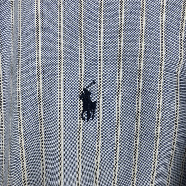Ralph Lauren POLO by Ralph Lauren long-sleeved button-down striped shirt, men's size XL cotton Blue type light blue Vintage Second Hand