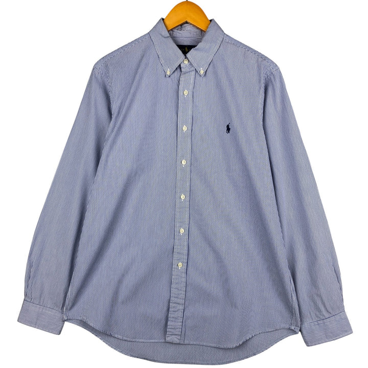 Ralph Lauren long sleeve button down striped shirt, men's size L cotton Navy blue Vintage Second Hand