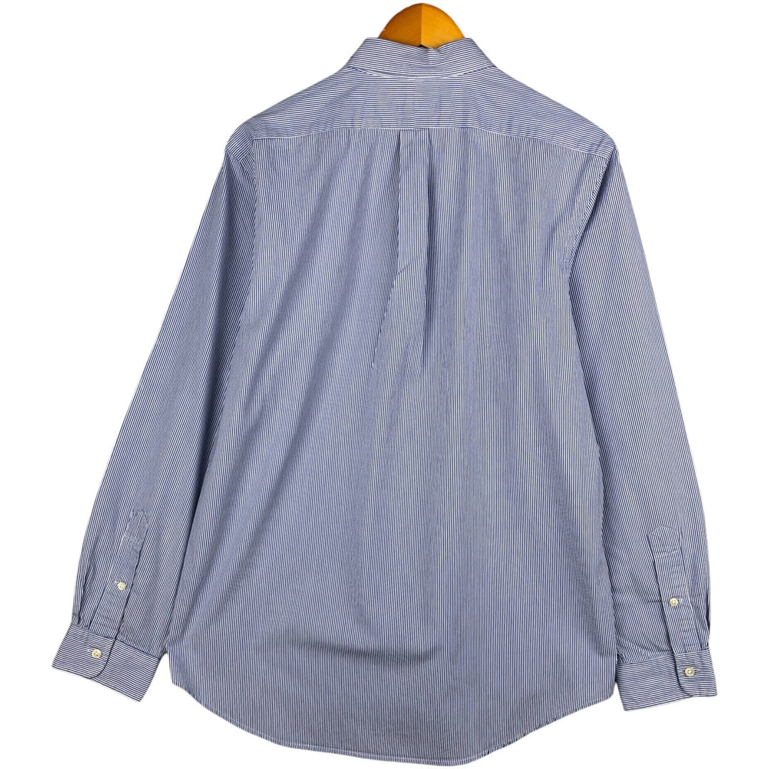 Ralph Lauren long sleeve button down striped shirt, men's size L cotton Navy blue Vintage Second Hand