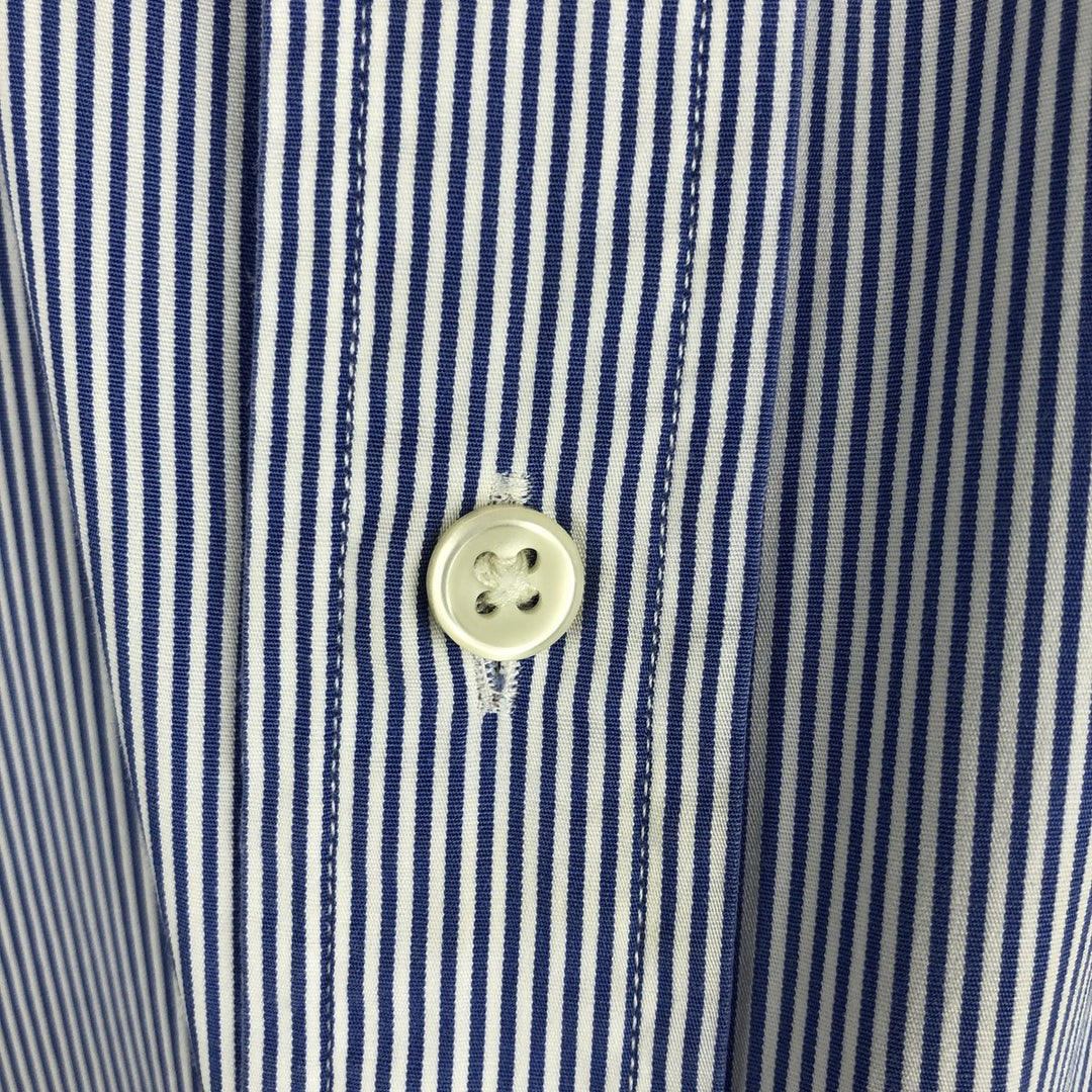 Ralph Lauren long sleeve button down striped shirt, men's size L cotton Navy blue Vintage Second Hand