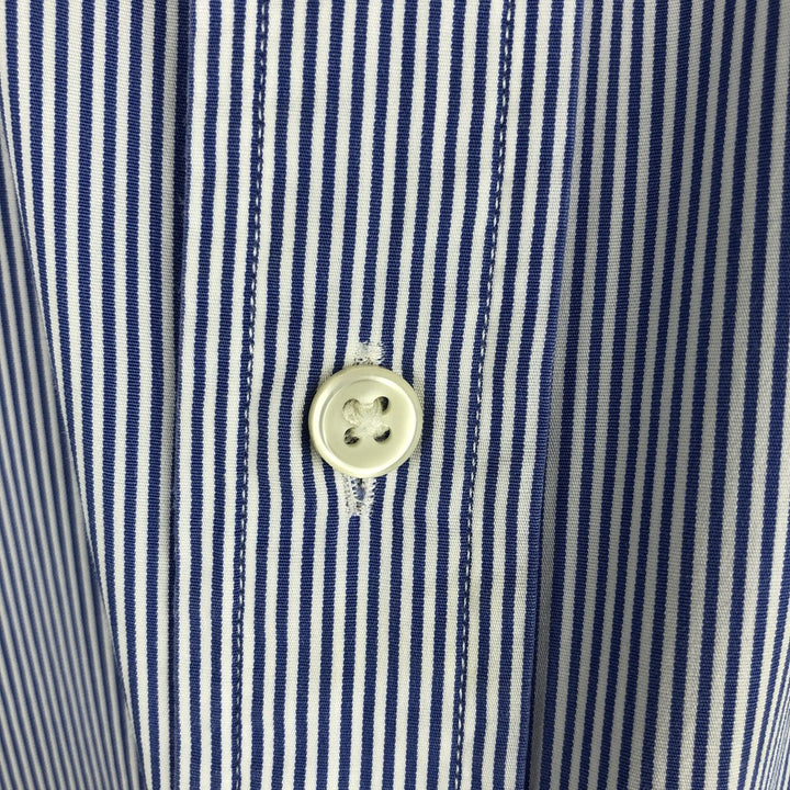 Ralph Lauren long sleeve button down striped shirt, men's size L cotton Navy blue Vintage Second Hand