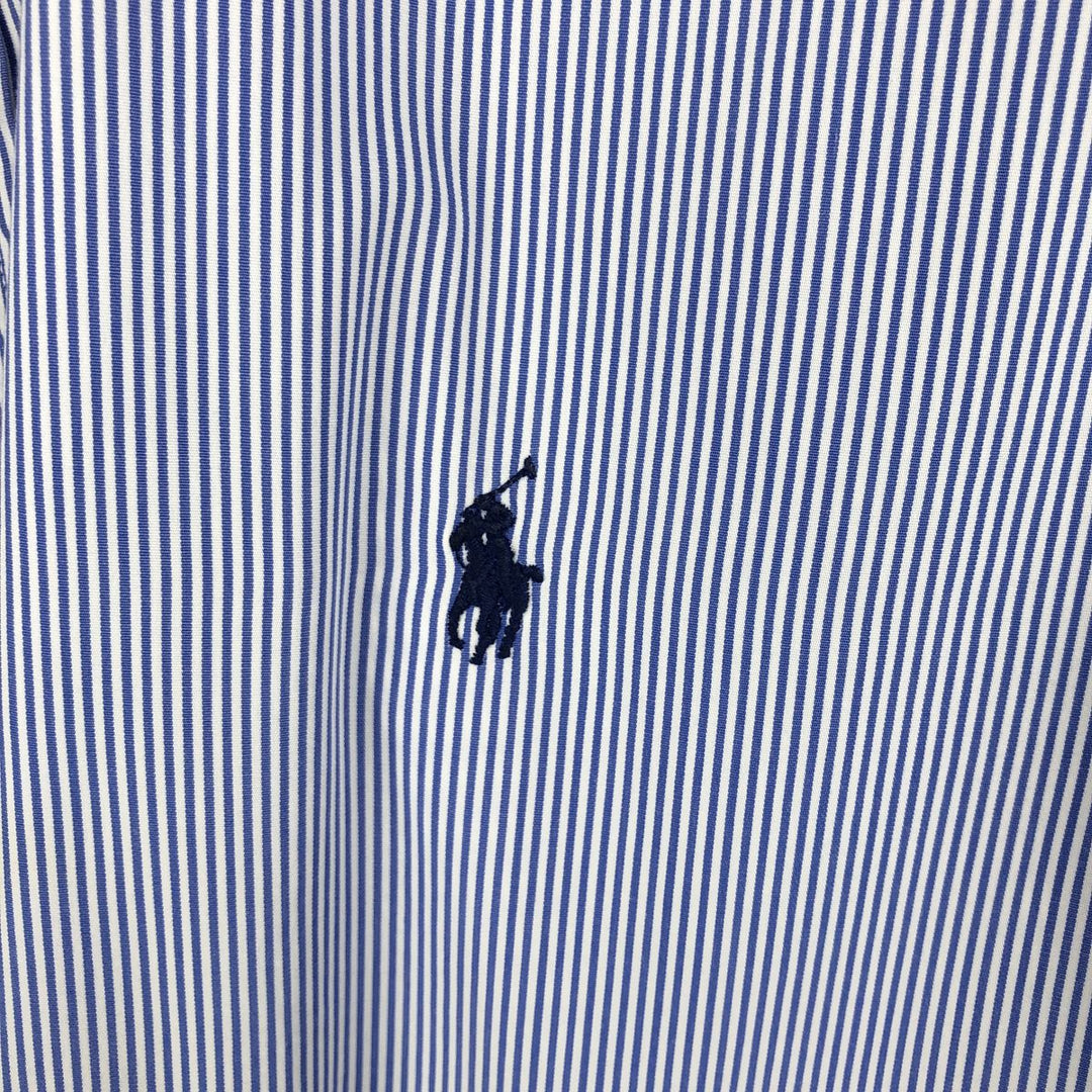 Ralph Lauren long sleeve button down striped shirt, men's size L cotton Navy blue Vintage Second Hand